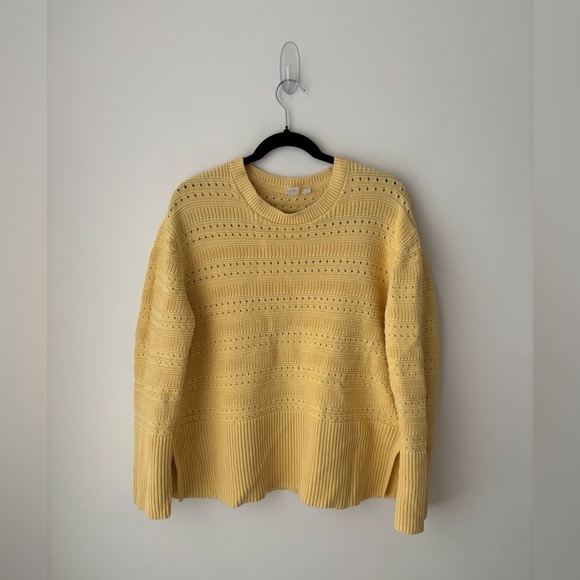 GAP Sweaters - GAP Butter Yellow Textured cotton Knit Sweater Crewneck Pullover